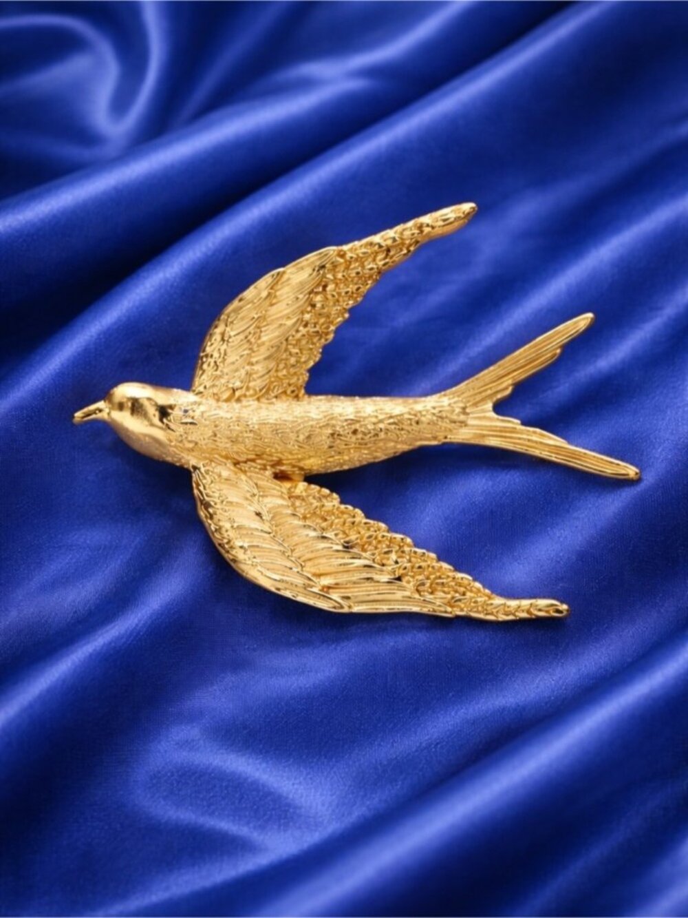 Golden Swallow Bird Brooch